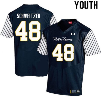 Notre Dame Fighting Irish Youth Will Schweitzer #48 Navy Under Armour Alternate Authentic Stitched College NCAA Football Jersey KPG2799LS